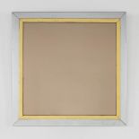 Belgo Chrome, a square mirror, gold plated and chromed metal. Circa 1980. (W:60 x H:60 cm)