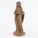Alexis BURY (XX) 'Greek Lady' sculpture in Terracotta. (H:36 x D:13 cm)