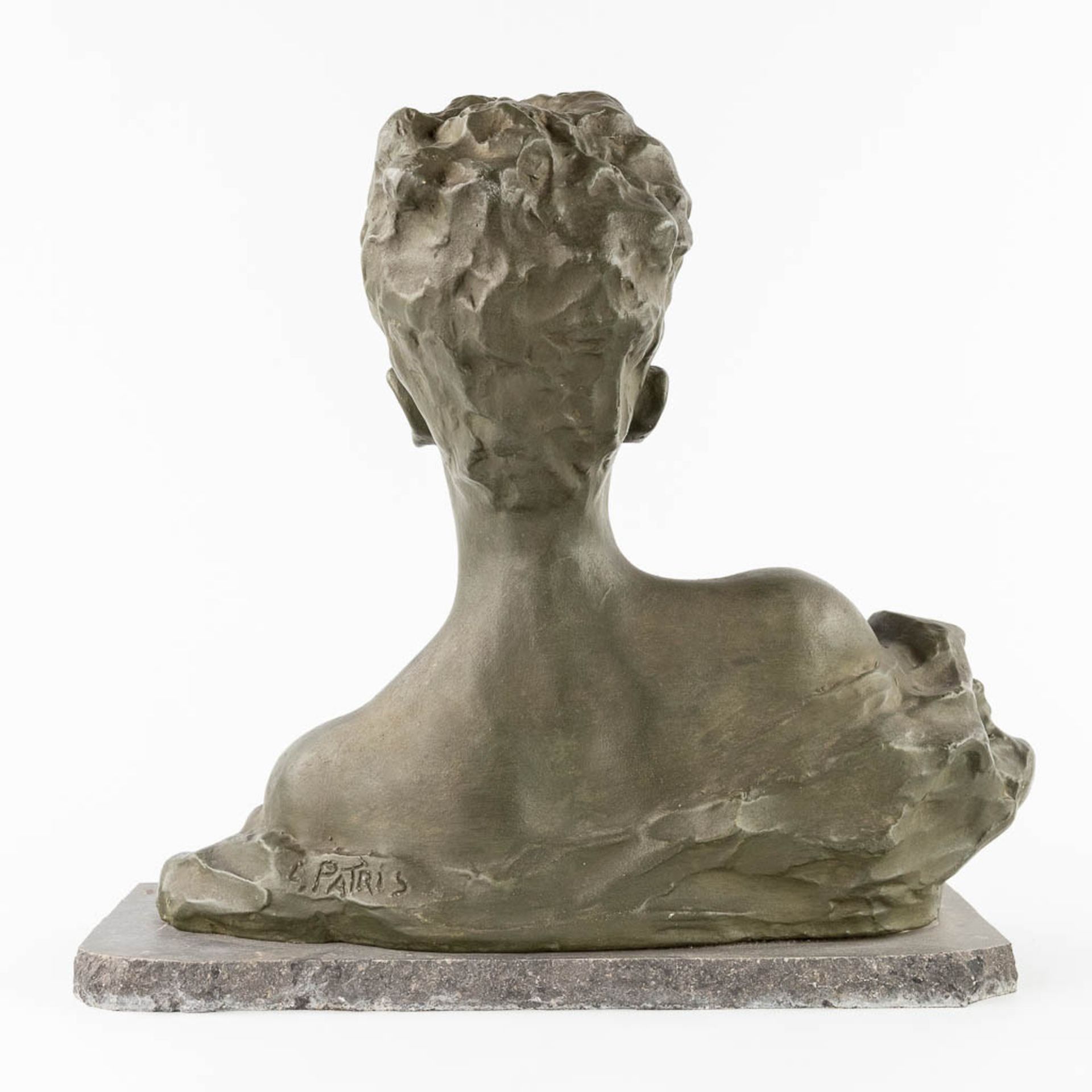 Ernest PATRIS (1909-1981) 'Buste van een dame' patinated plaster. (L:22 x W:45 x H:43 cm) - Bild 5 aus 10