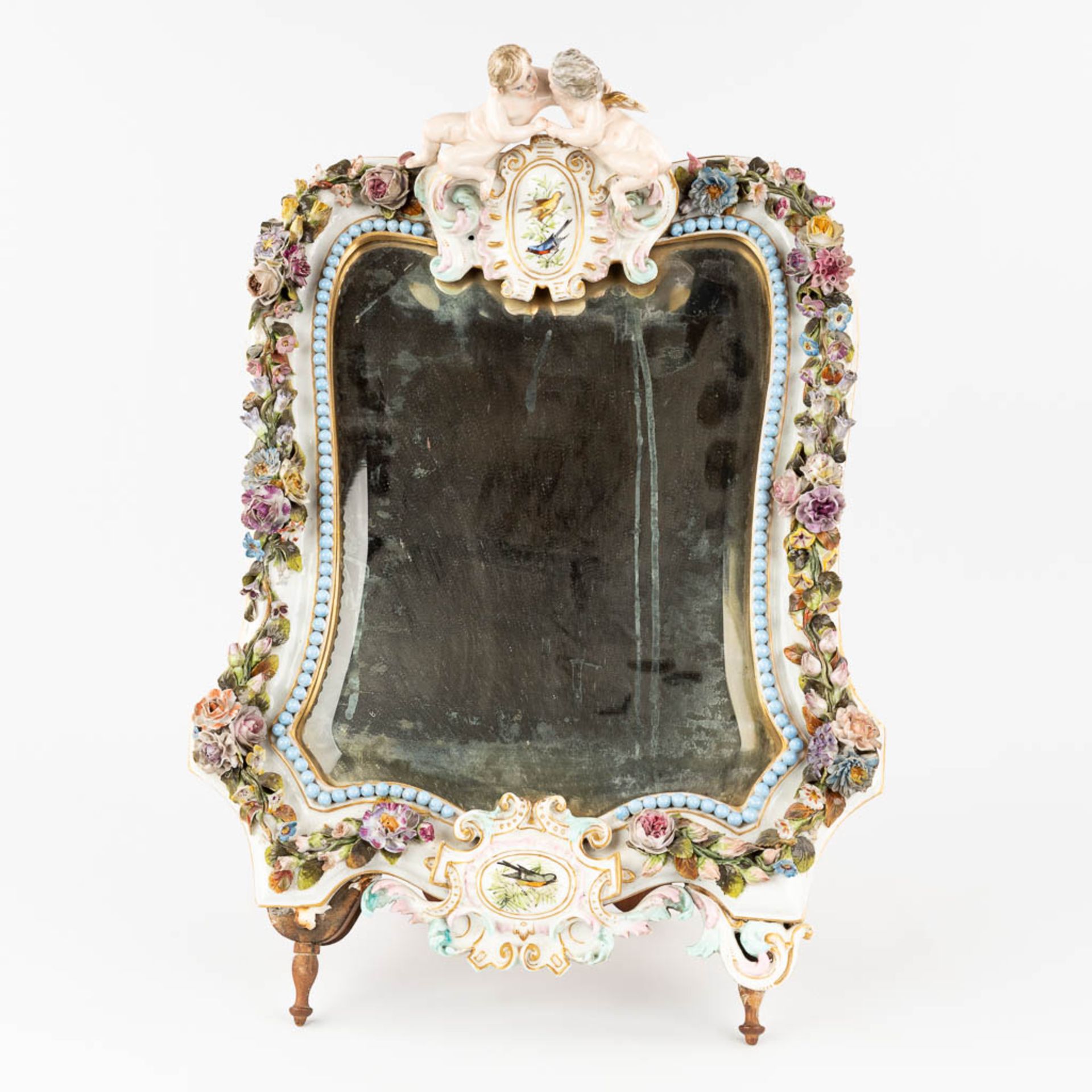 JACOB-PETIT (1796-1868) 'Table Mirror' made of porcelain. 19th C. (W:38 x H:51 cm) - Image 4 of 19