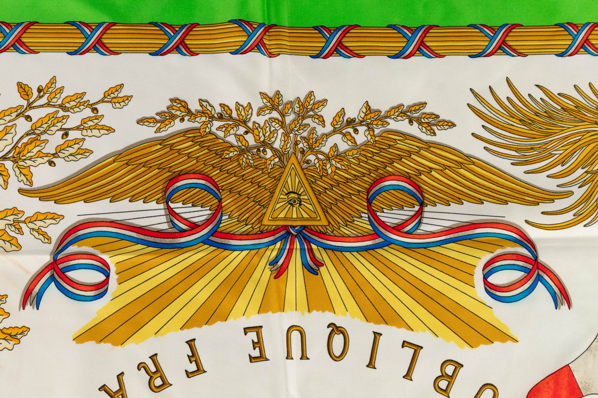 Hermès Paris, a silk scarf: 'Liberté Egalité Fraternité' (W:90 x H:90 cm) - Image 8 of 12