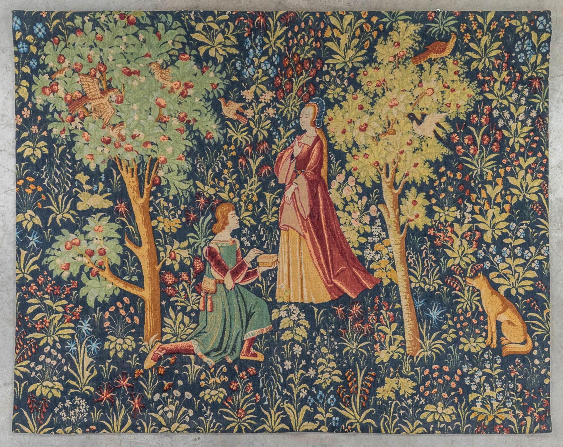 Three vintage tapiseries with medieval and romantic scenes. 20th C. (W:180 x H:145 cm) - Bild 9 aus 11