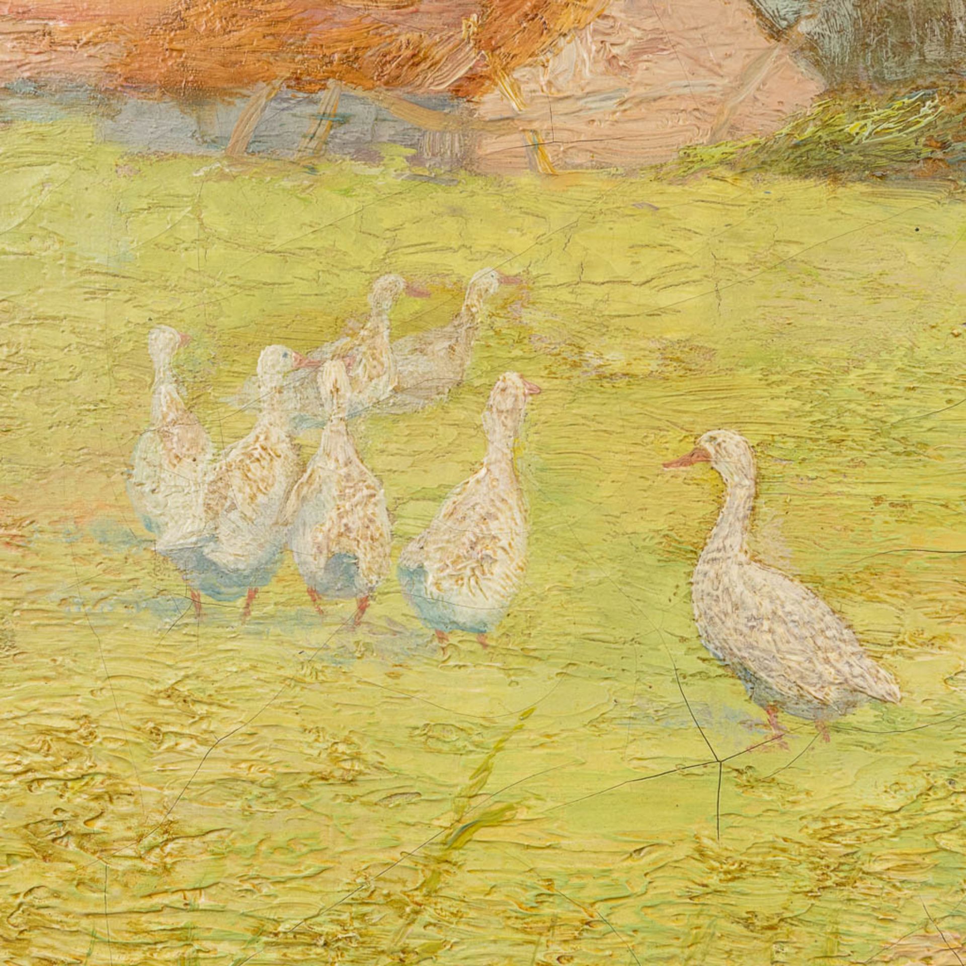 Piet VAN ENGELEN (1863-1924) 'Ducks at a farm' oil on canvas. (W:78 x H:58 cm) - Image 4 of 11