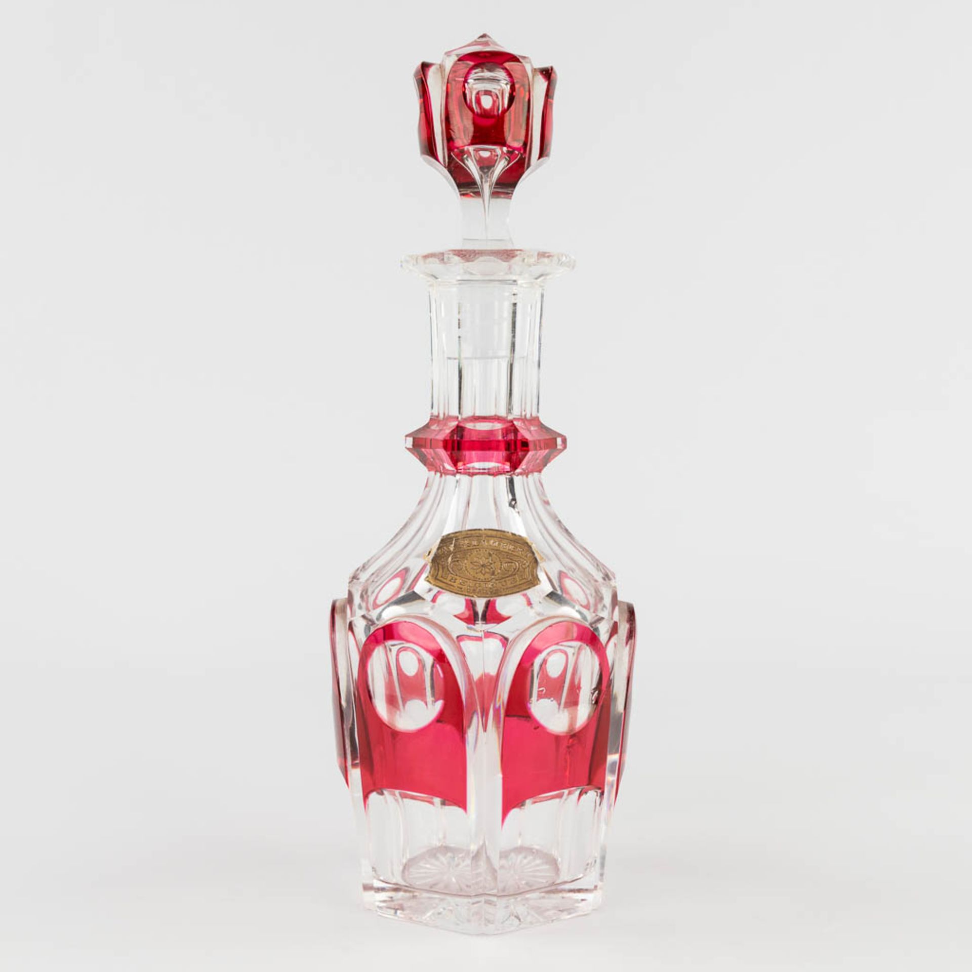 Val Saint Lambert, a carafe and 6 glasses, model Gevaert. Cut and coloured crystal. (H:26 x D:9 cm) - Image 3 of 13