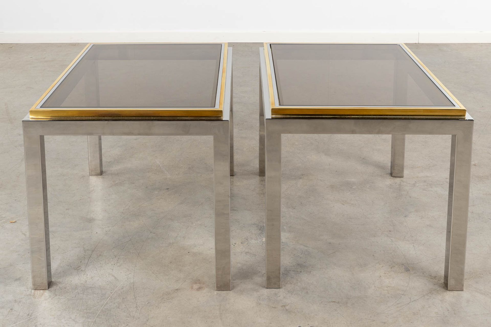 Jean CHARLES (XX-XXI) for Maison Charles, a pair of side tables with a fumé glass top. (L:50 x W:70 - Image 4 of 10