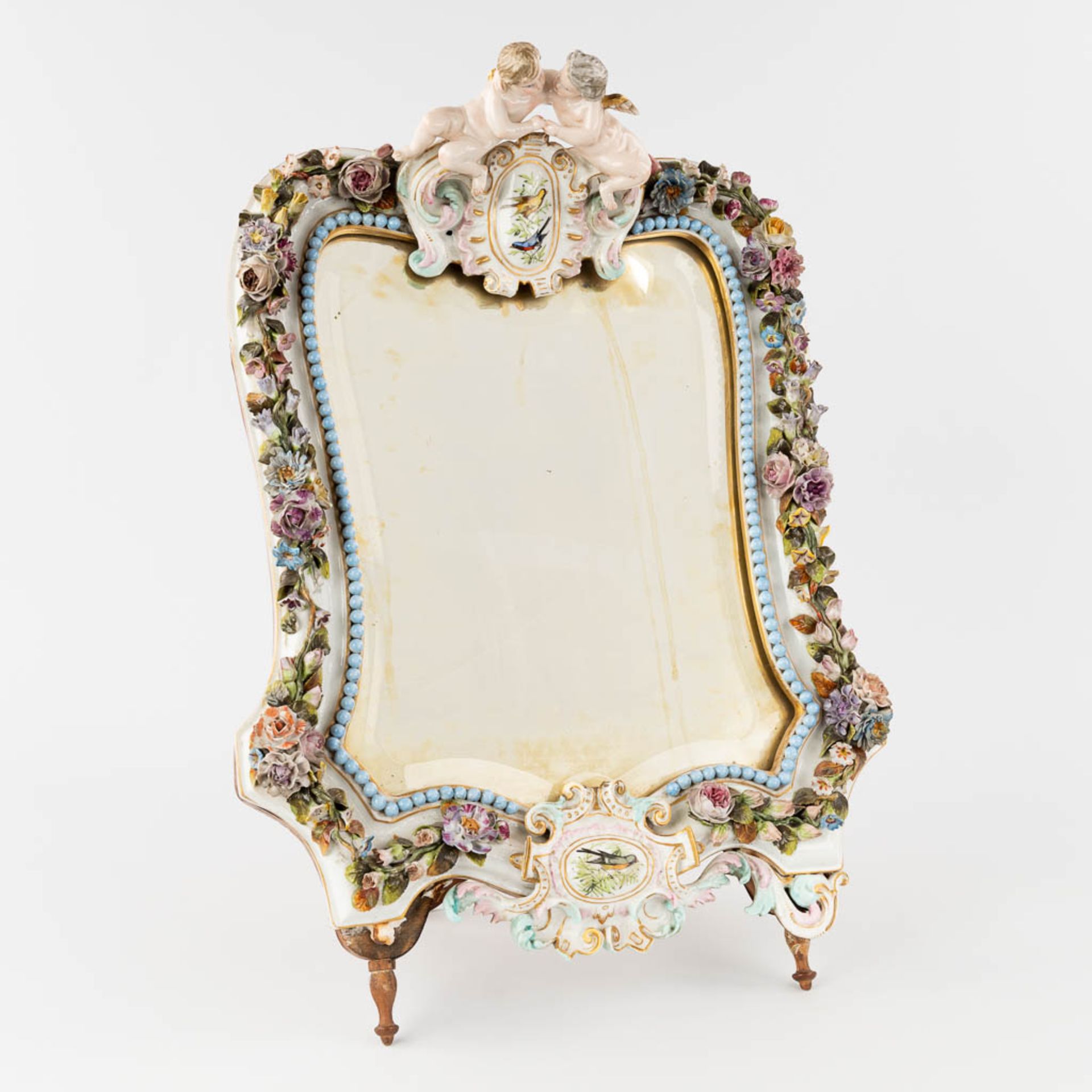 JACOB-PETIT (1796-1868) 'Table Mirror' made of porcelain. 19th C. (W:38 x H:51 cm)