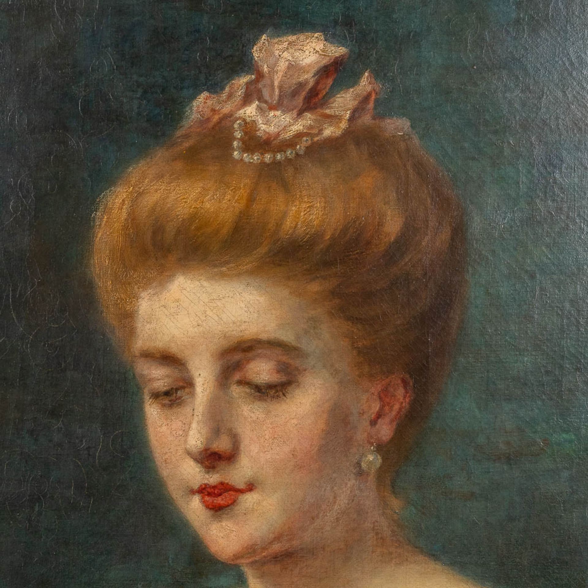 Léon HOUBAER (1861-1935) 'Lady with a Mirror', oil on canvas. (W:60 x H:80 cm) - Bild 4 aus 9