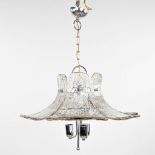 A suspension lamp, glass and chromed metal, in the style of Carlo Nason. (D:55 cm)
