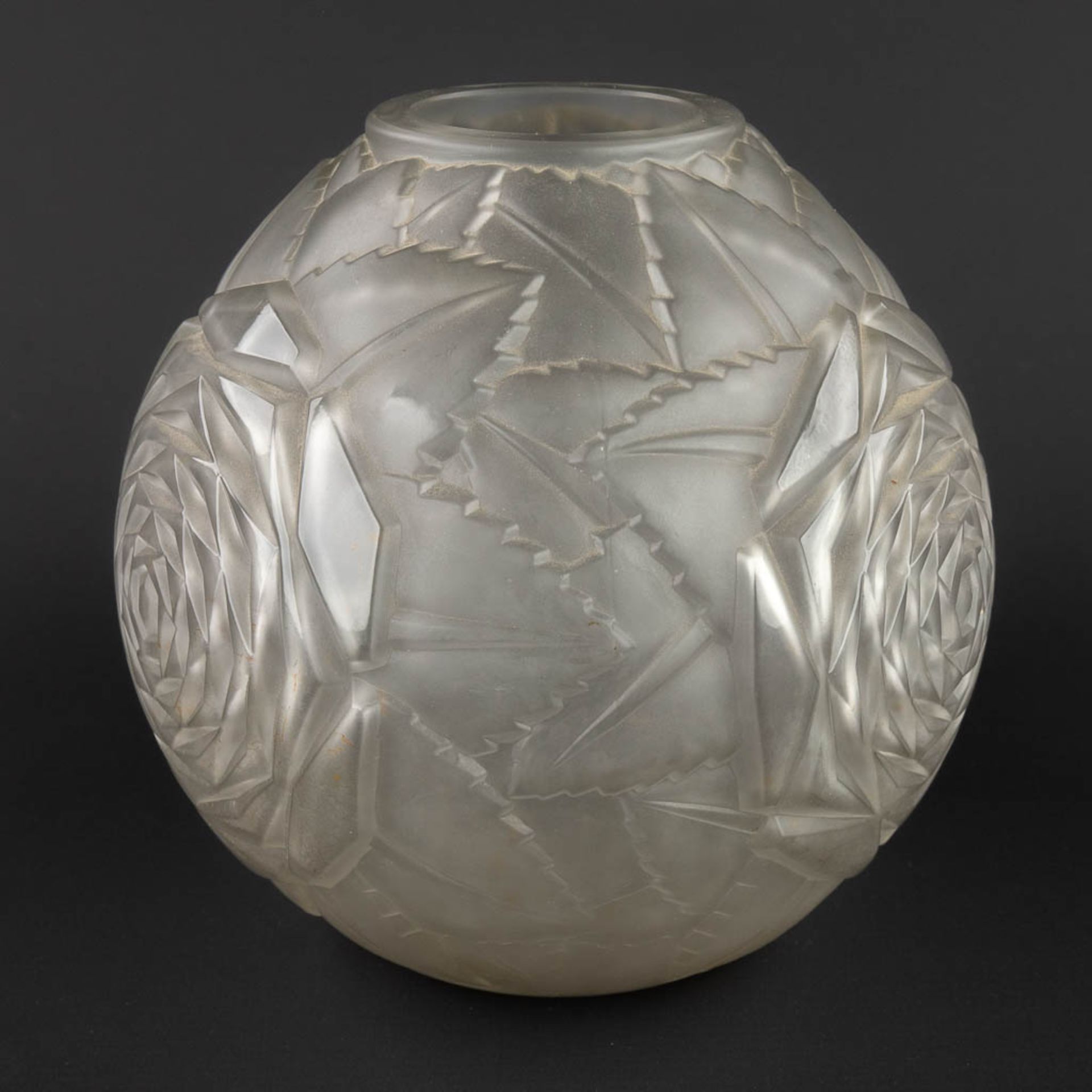 René GORO (XX) &amp; Henri DIEUPART (1888-1928) 'Art Deco glass vase' (H:20 x D:20 cm) - Image 8 of 14