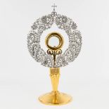 A modernist monstrance, silver-plated decorated with flowers and branches. 20th C. (L:18 x W:28 x H: