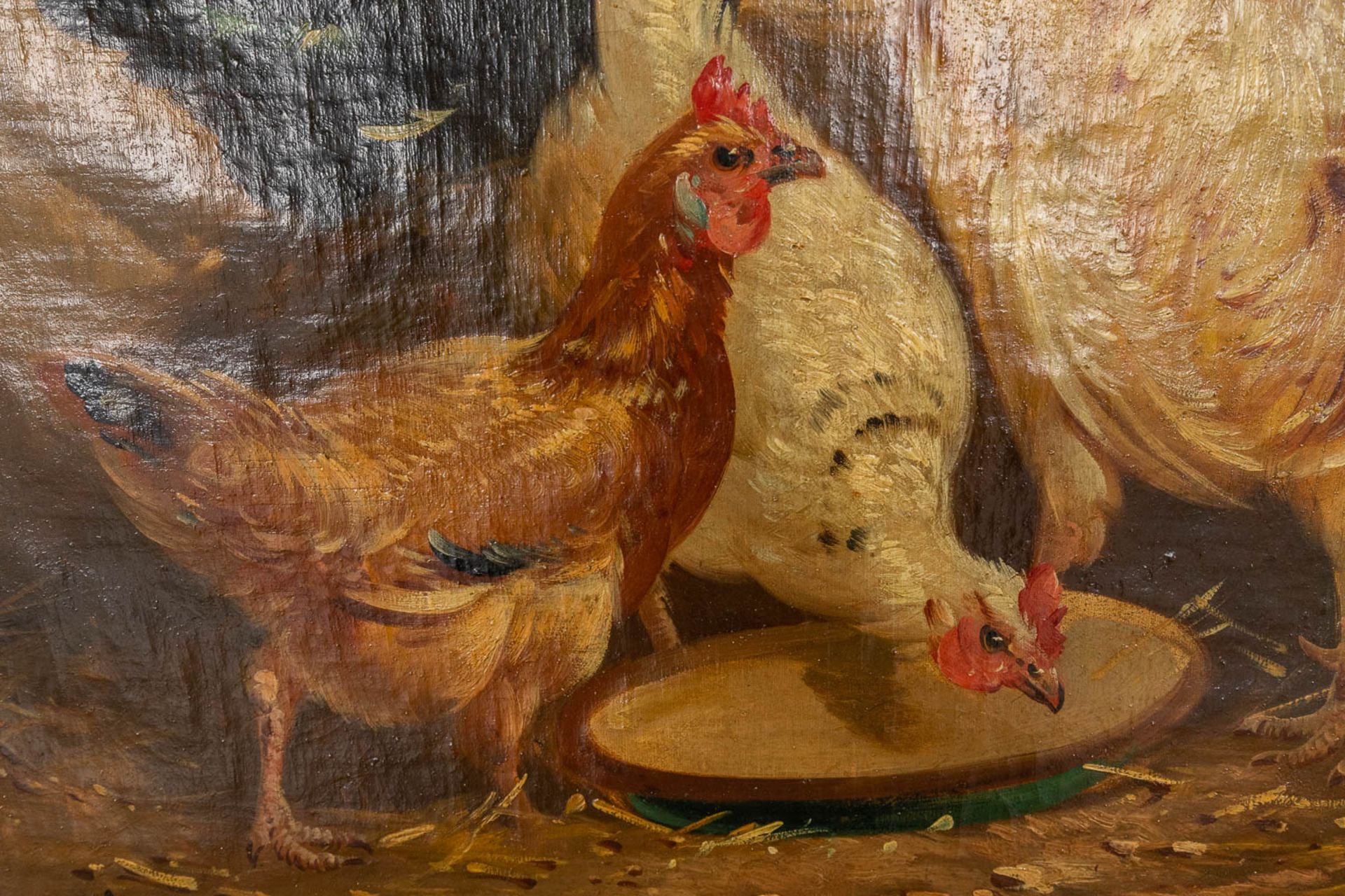 Henry SCHOUTEN (1857/64-1927) 'Chicken' oil on canvas. (W:90 x H:65 cm) - Image 6 of 9