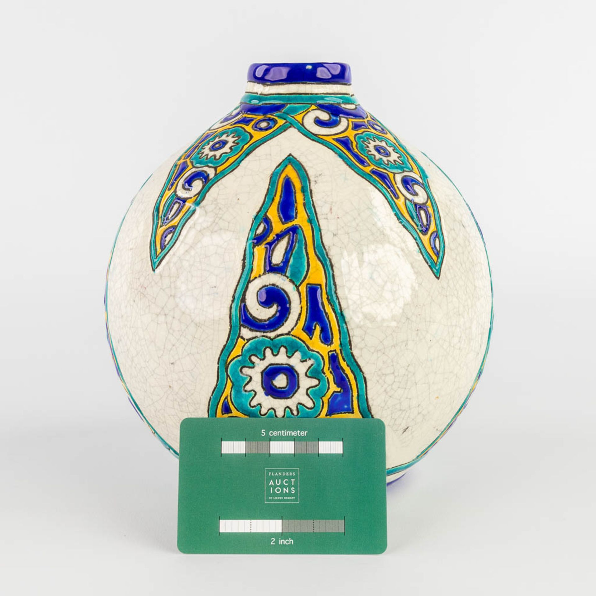 Boch Keramis, a faience vase, art deco. (H:18 x D:17 cm) - Image 2 of 12