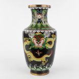 A vase with dragon decor, Cloisonné enamel. 20th C. (H:49 x D:23 cm)