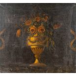 An antique, decorative painting of a flower vase. Oil on canvas. 18th C. (W:74 x H:67 cm)