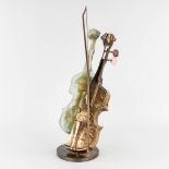 Yves LOHE (1947) 'Violin' bronze and glass. (L:26 x W:40 x H:72 cm)