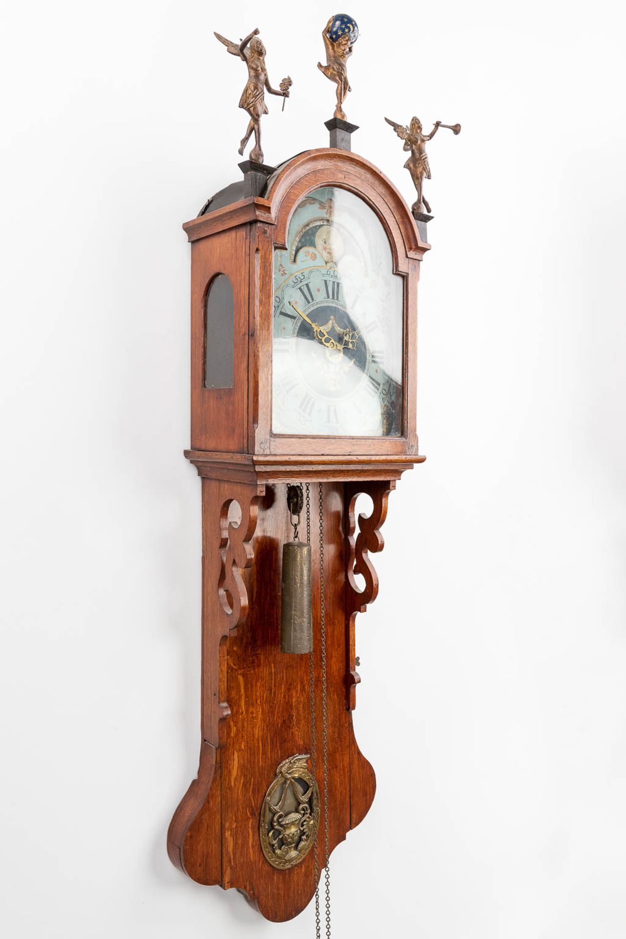 An antique clock, made in Friesland, The Netherlands. 19th C. (L:23 x W:46 x H:153 cm) - Image 4 of 16