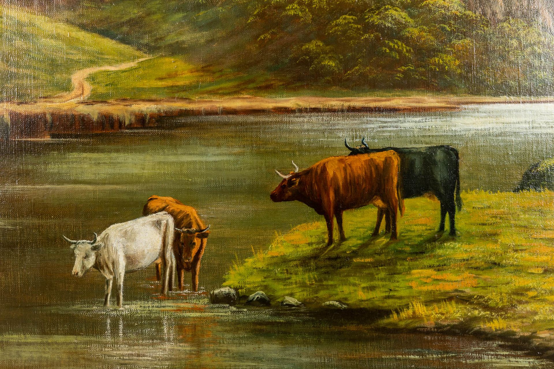 Albertine EYLENBOSCH (XX) 'Landscape with cows' oil on canvas. (W:150 x H:100 cm) - Image 5 of 7