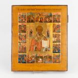 An Eastern European Icon 'The Life of Saint Nicholas', hand-painted decor. (W:30,5 x H:36 cm)