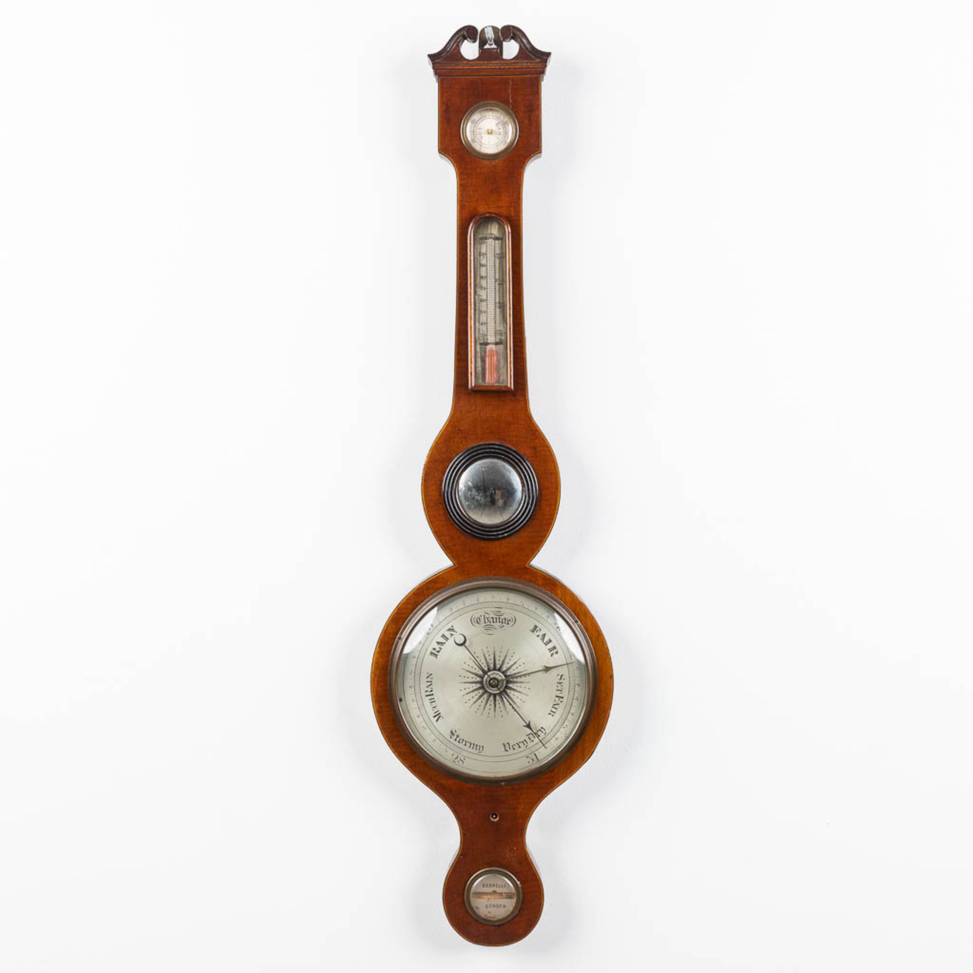 An antique English 'Barometer', 19th C. (W:25 x H:96 cm)