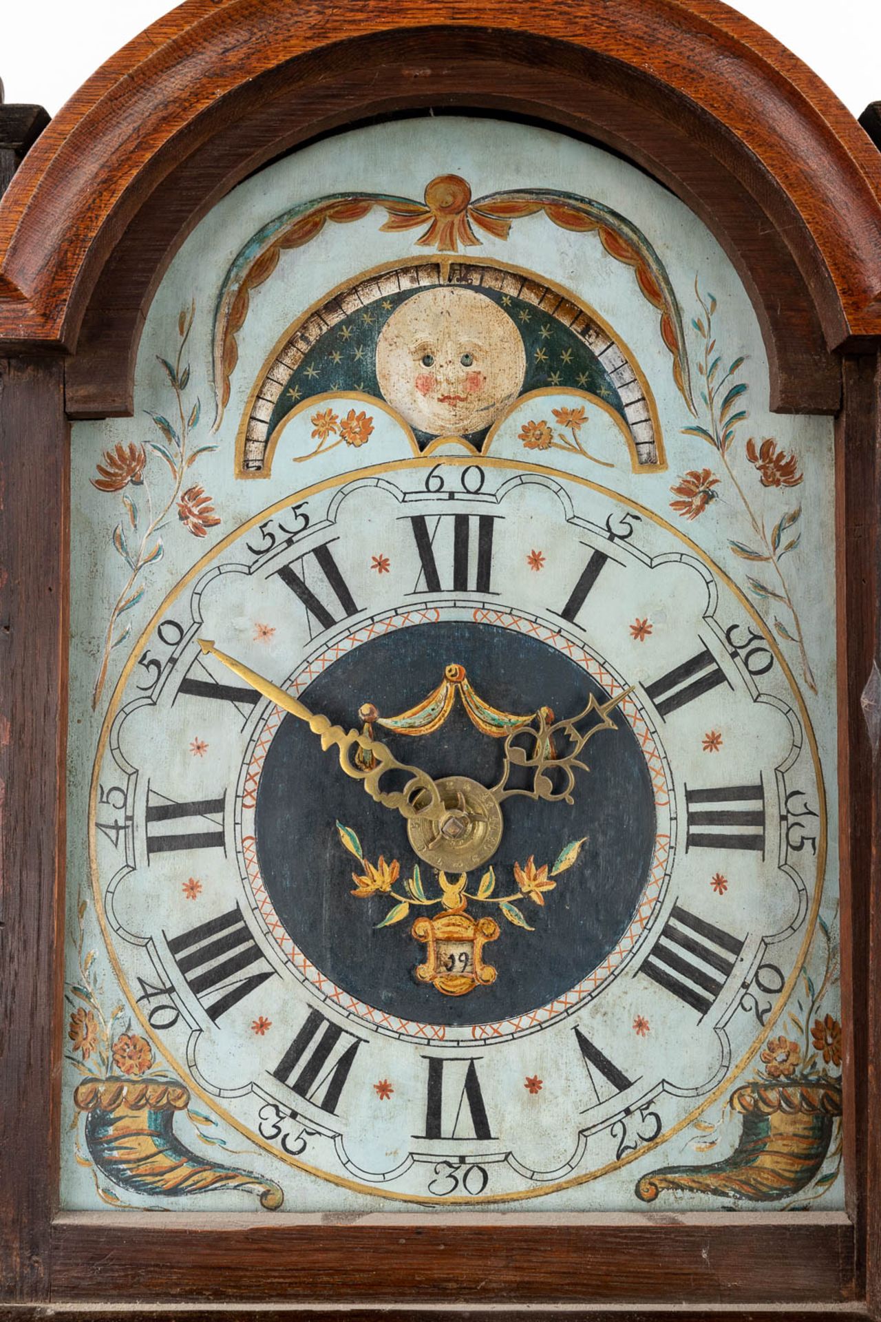 An antique clock, made in Friesland, The Netherlands. 19th C. (L:23 x W:46 x H:153 cm) - Image 9 of 16