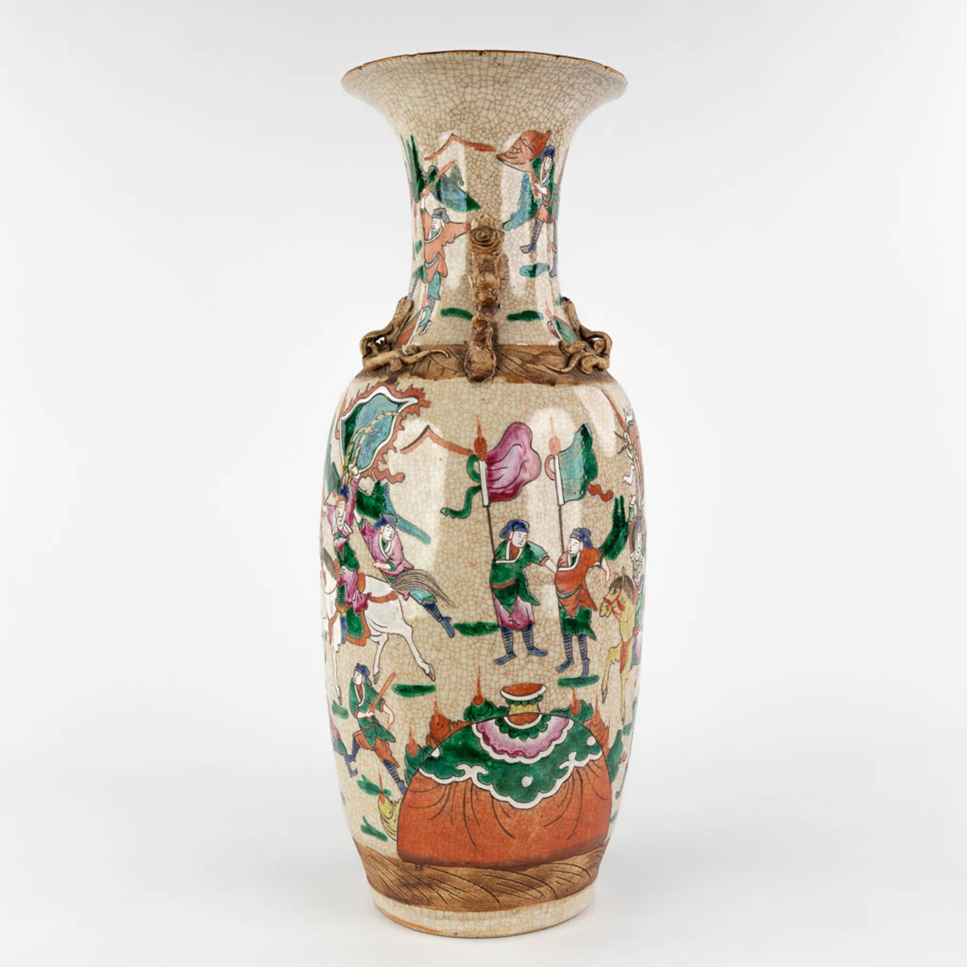 A large Chinese Nanking vase, added two smaller vases. 20th C. (H:58 x D:22 cm) - Image 5 of 25