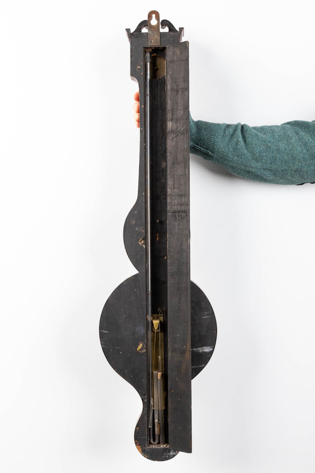 An antique English 'Barometer', 19th C. (W:25 x H:96 cm) - Image 8 of 9