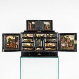 An 'Antwerp Art Cabinet' decorated with 15 paintings 'Return of the lost son'. 17th C. (L:40 x W:86