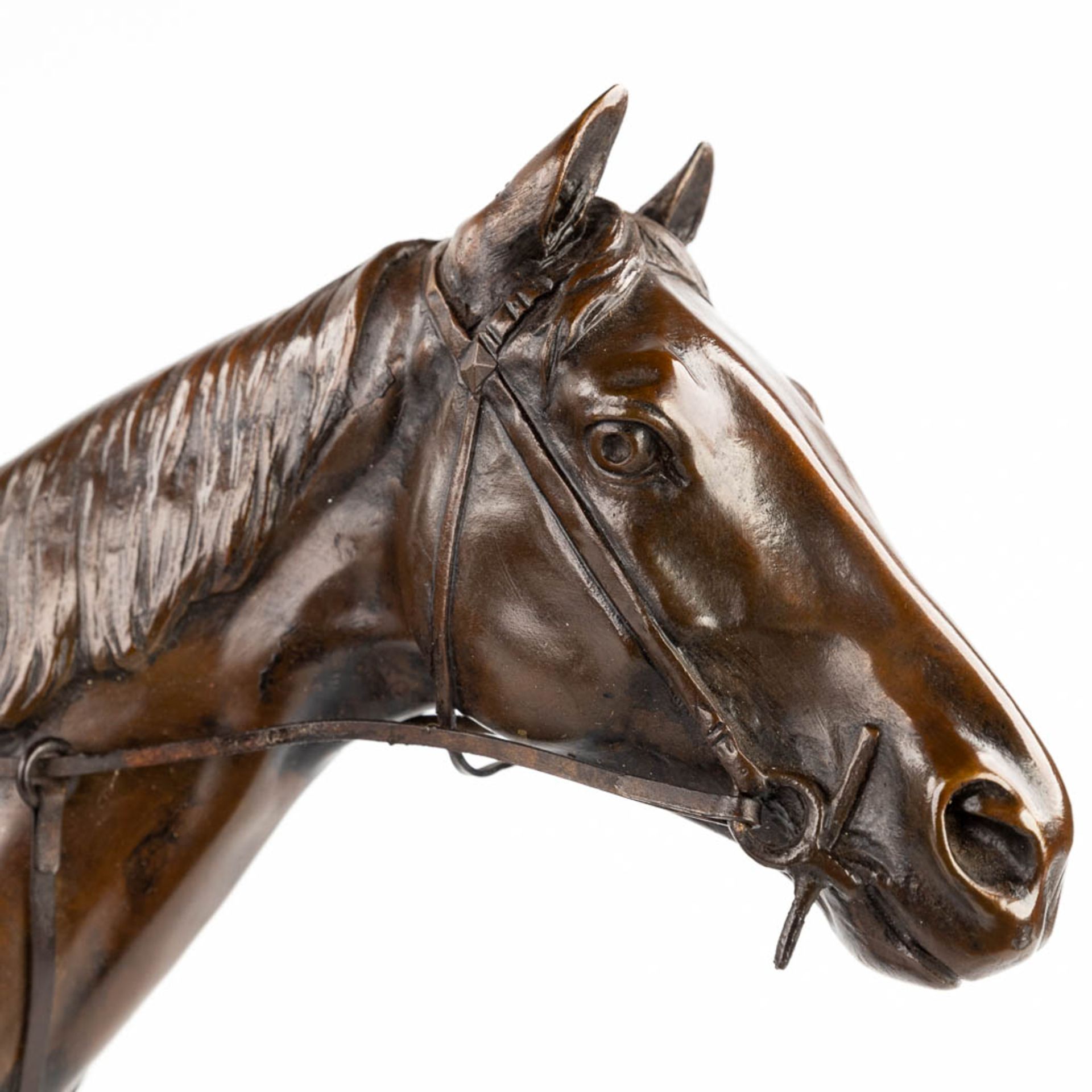 Paul COMOLÉRA (1818-c.1897) 'Horse with rider' patinated bronze. (L: 12 x W: 50 x H: 46 cm) - Bild 8 aus 10
