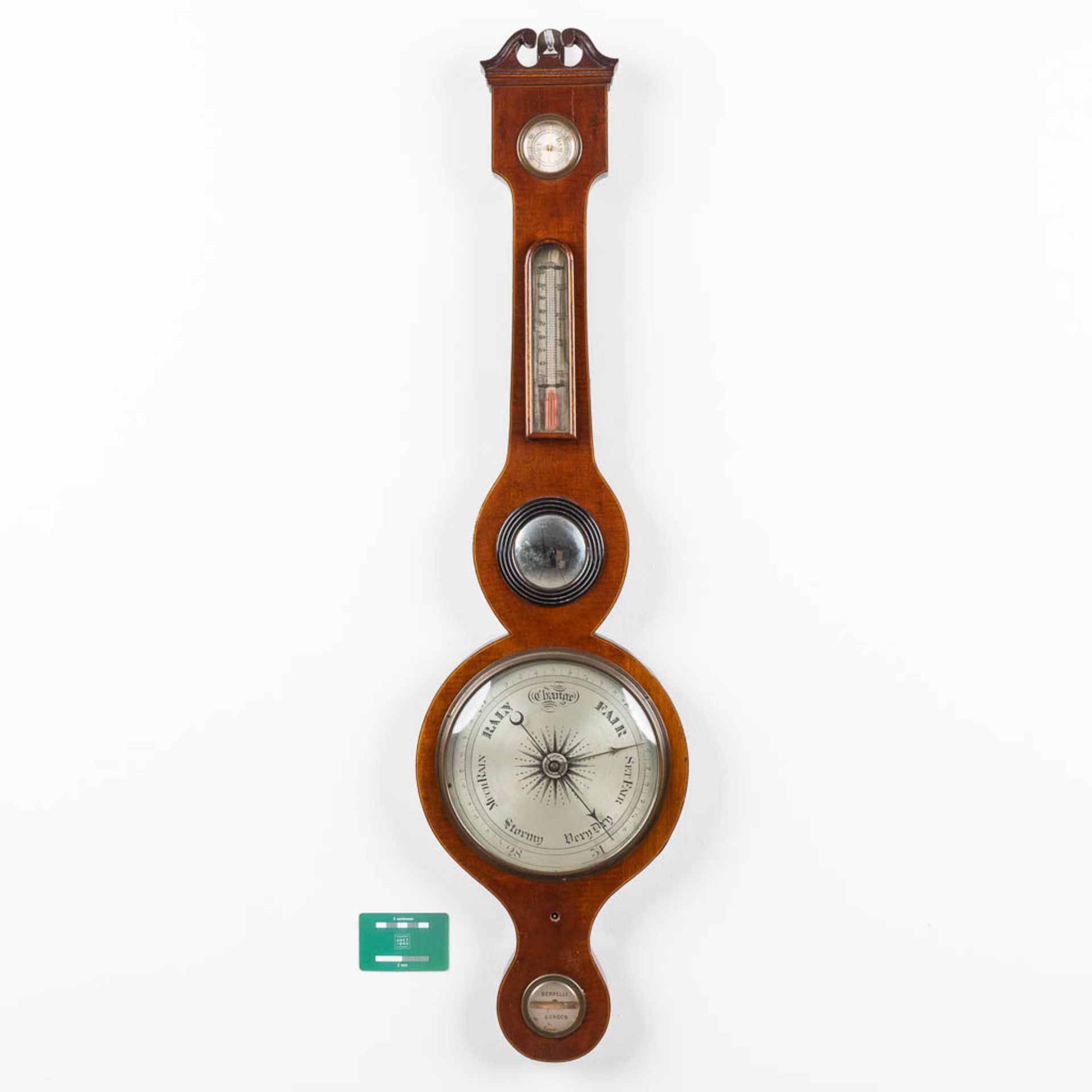 An antique English 'Barometer', 19th C. (W:25 x H:96 cm) - Image 2 of 9