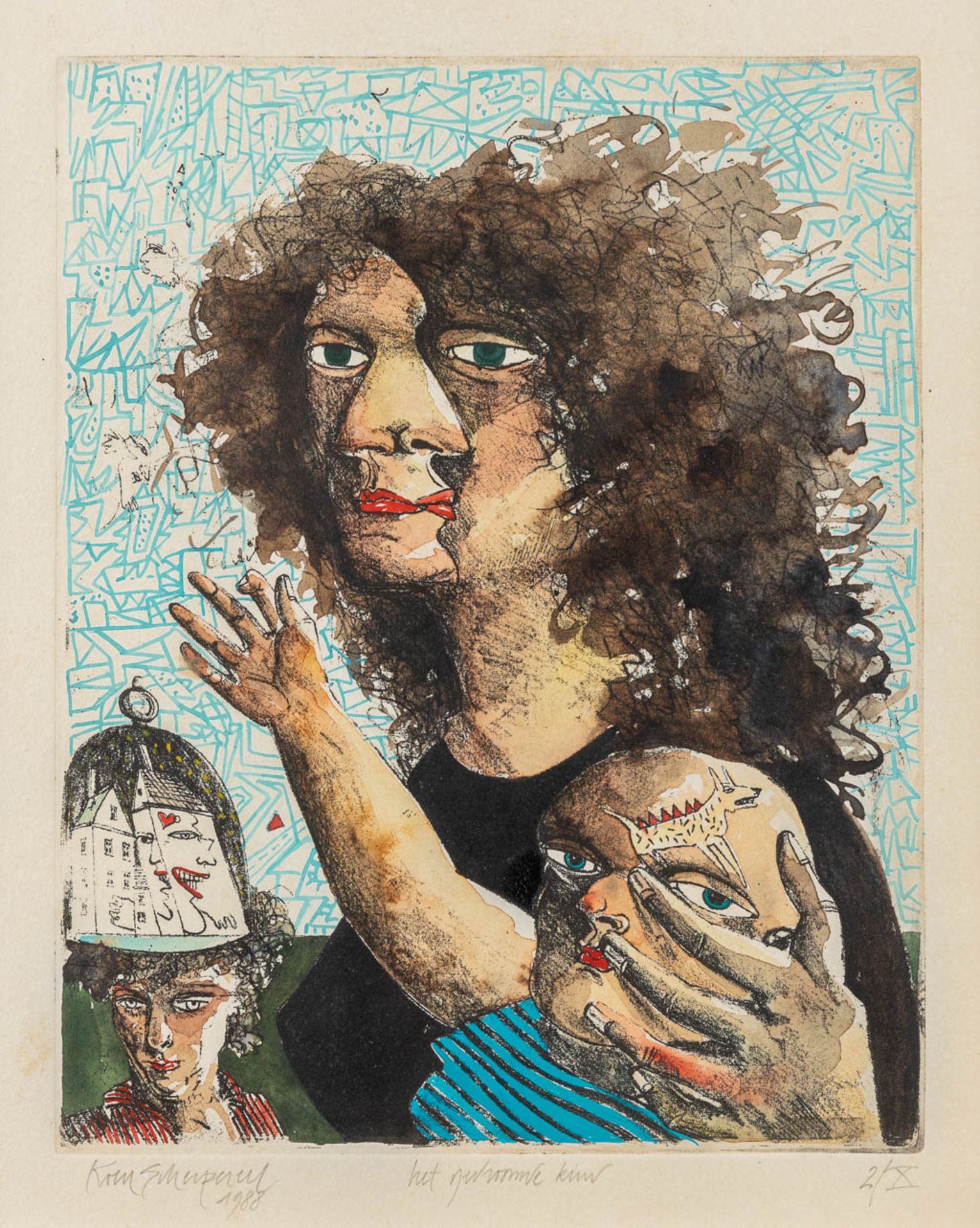 Koen SCHERPEREEL (1961-1997) 'Het Gedroomde Kind' lithograph. 1988. (W:23,5 x H:29,5 cm)