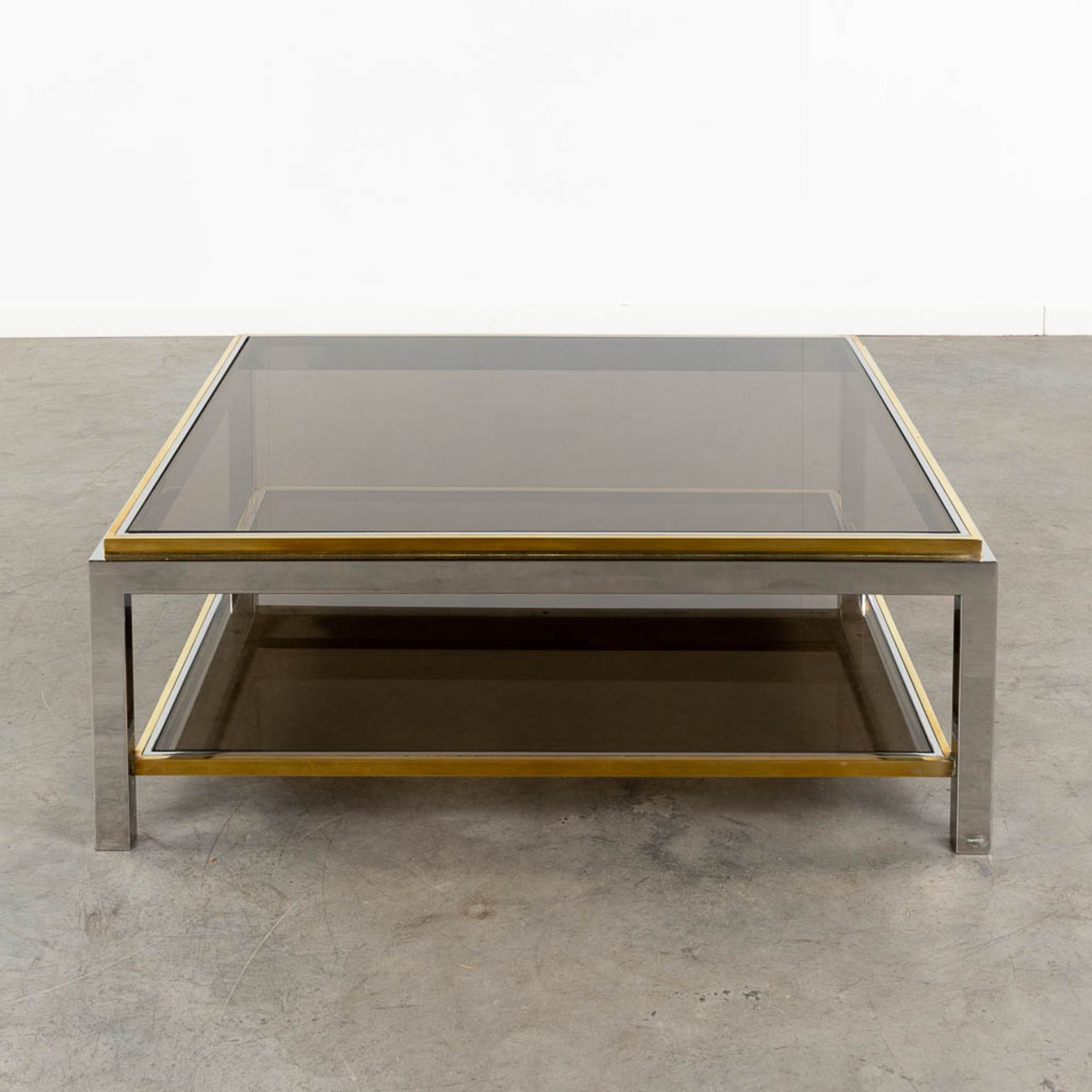 Jean CHARLES (XX-XXI) 'Coffee Table' coloured glass, brass and chromed metal, for Maison Charles. (L - Image 3 of 11