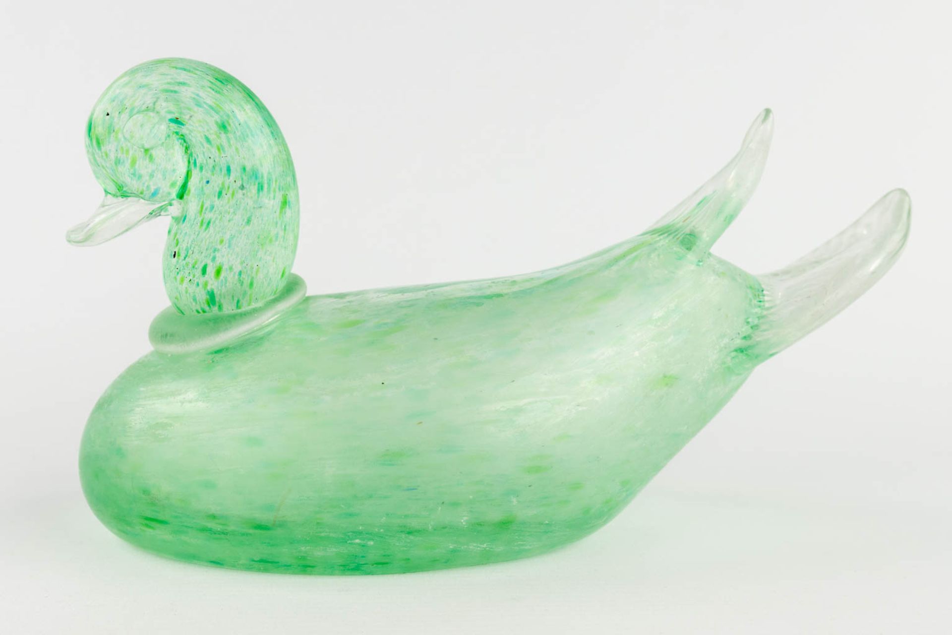 A vide-poche and duck, glass, Murano, Italy. (L:22 x W:29 x H:10,5 cm) - Image 5 of 16