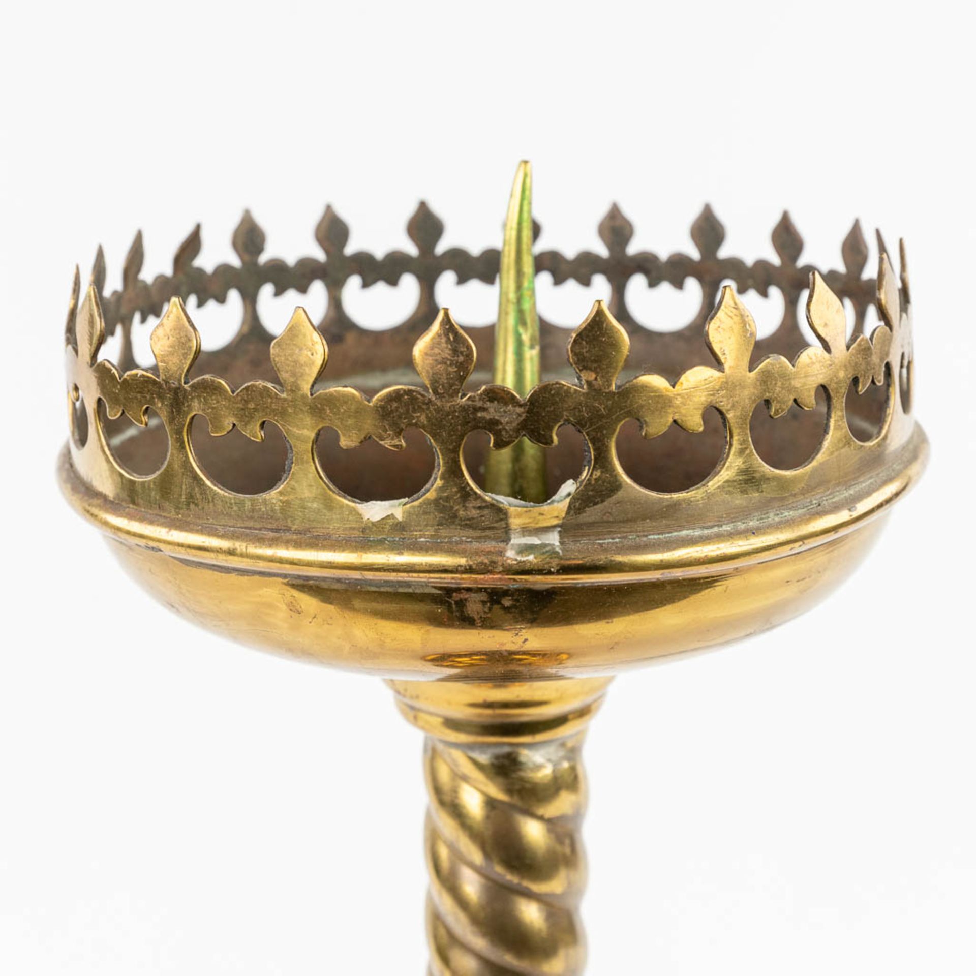 A candelabra with 10 points of light, gothic revival, added 1 candle holder. 20th C. (H:73 x D:45 cm - Image 11 of 17