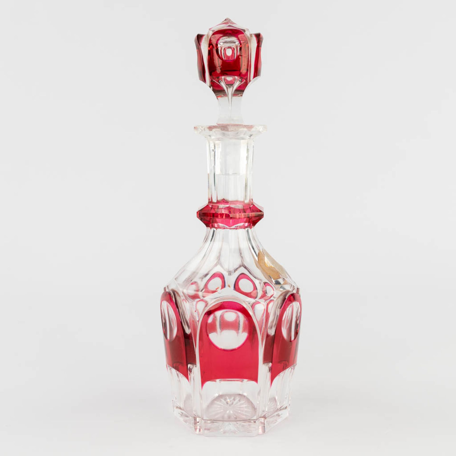 Val Saint Lambert, a carafe and 6 glasses, model Gevaert. Cut and coloured crystal. (H:26 x D:9 cm) - Image 5 of 13