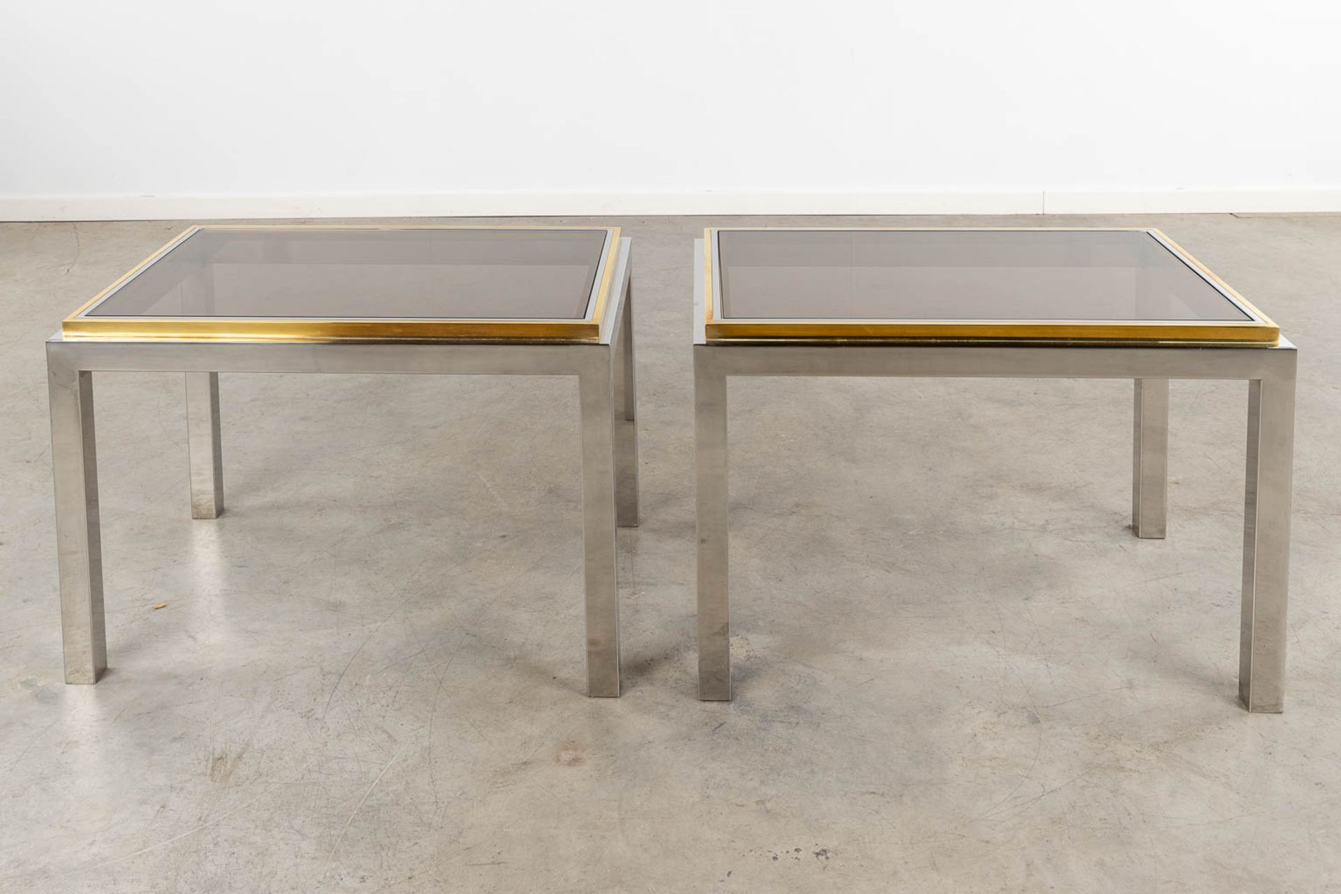 Jean CHARLES (XX-XXI) for Maison Charles, a pair of side tables with a fumé glass top. (L:50 x W:70 - Image 5 of 10