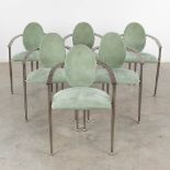 Belgo Chrome, a set of 6 chairs, suede leather and metal. Circa 1980. (L:53 x W:54 x H:82 cm)