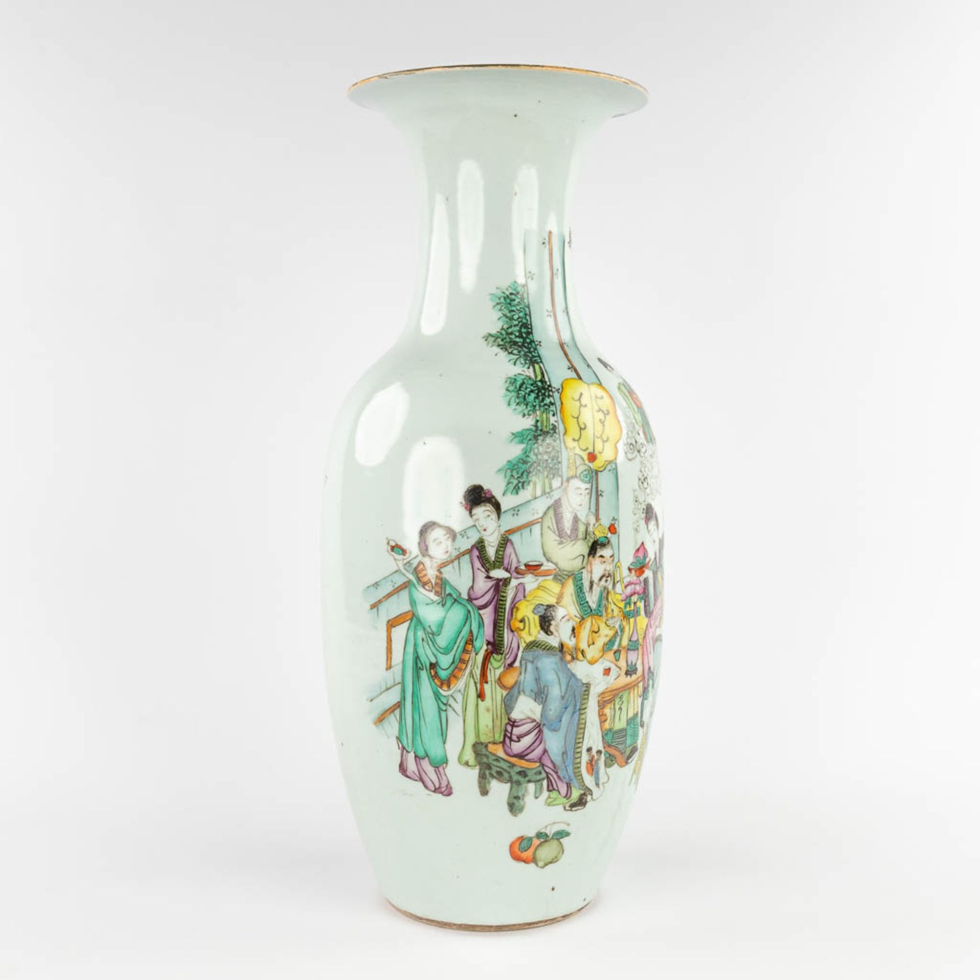 A Chinese vase, decorated with ladies and an emperor. 19th/20th C. (H:57 x D:23 cm) - Image 3 of 14