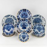 12 plates 'Peacock' or 'Pauwstaart', Delft, 18th C. (D:34,5 cm)
