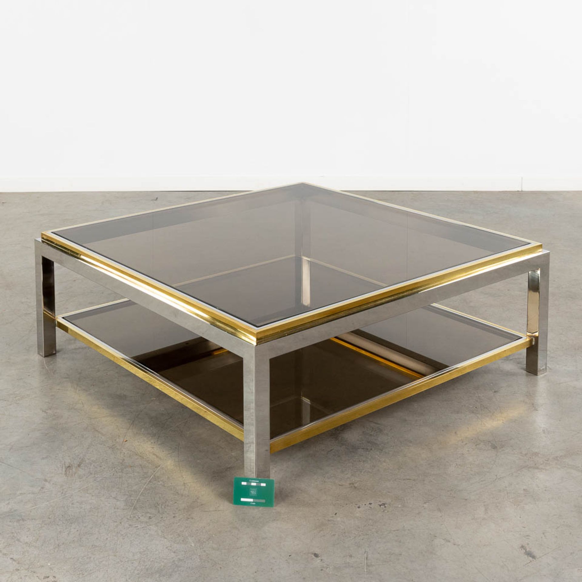 Jean CHARLES (XX-XXI) 'Coffee Table' coloured glass, brass and chromed metal, for Maison Charles. (L - Image 2 of 11