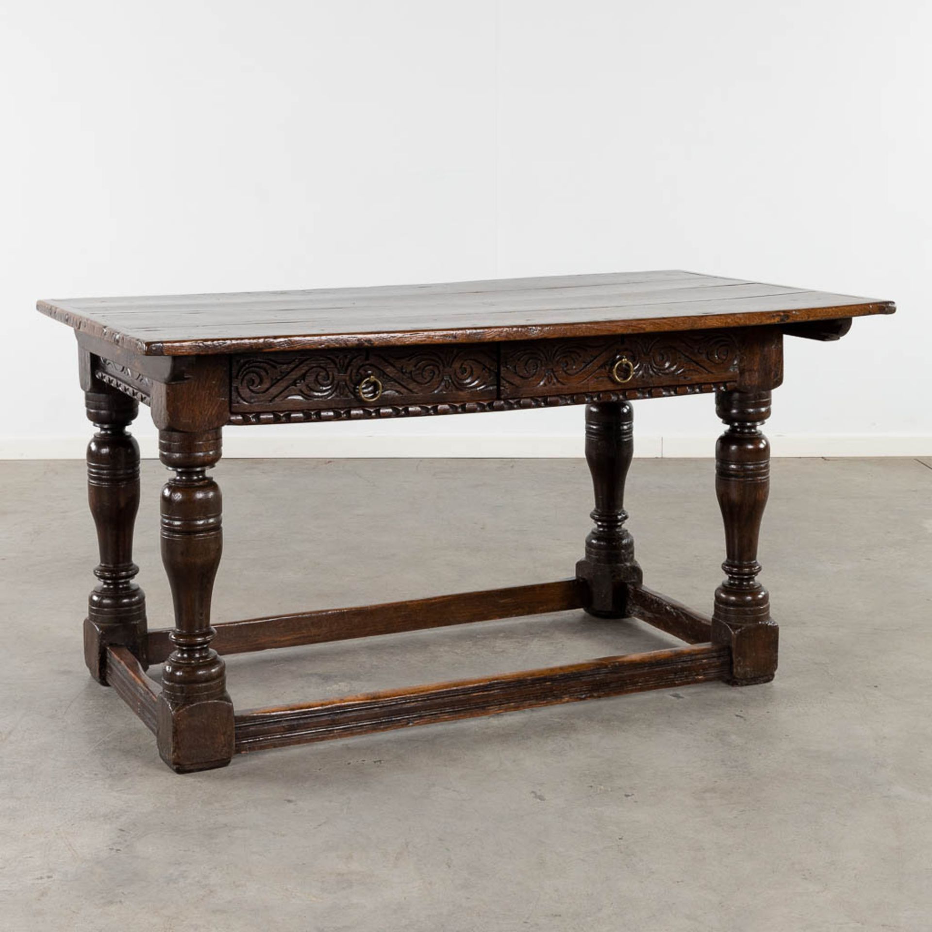 An antique payment table/side table. Oak, 18th C. (L:72 x W:142 x H:76 cm) - Bild 5 aus 16