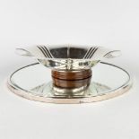 Wolfers Frères, a bowl on a table mirror, silver. Marked 835. Art Deco. (H:9,5 x D:40 cm)