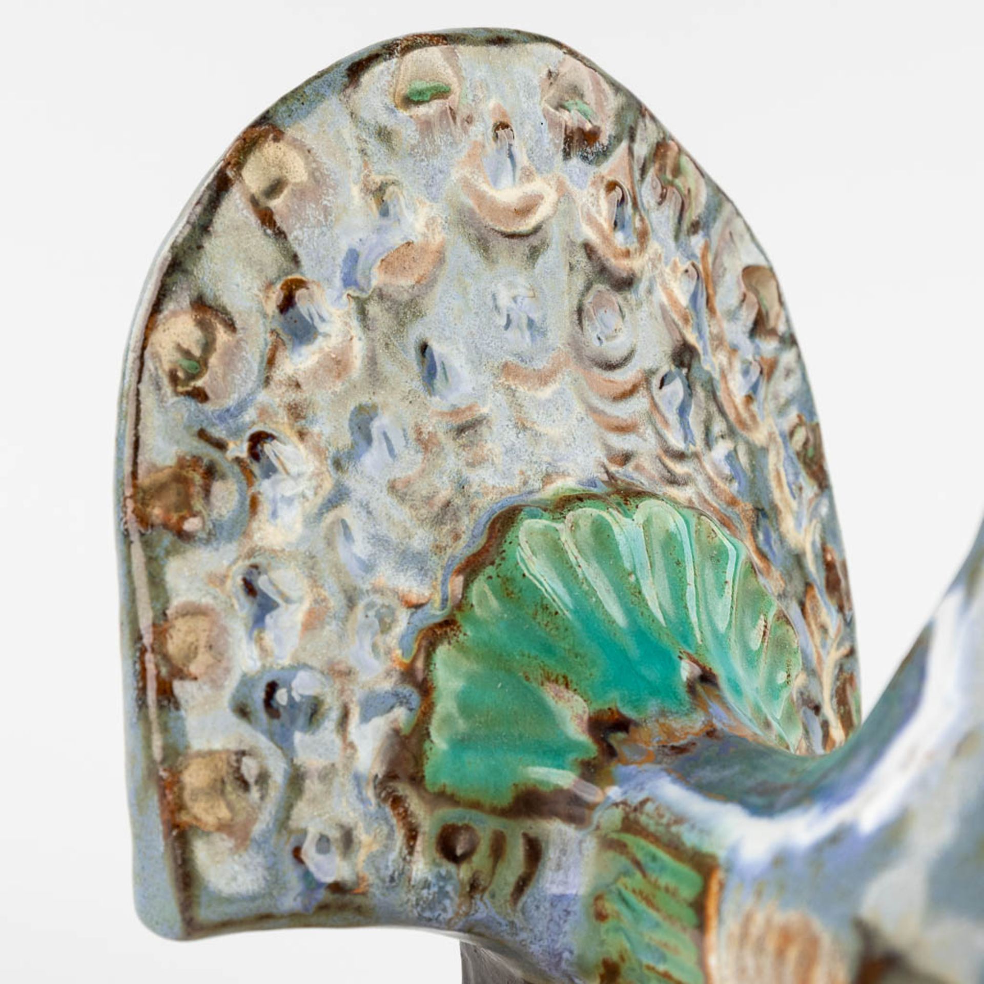 Rogier VANDEWEGHE (1923-2020) 'Peacock' glazed ceramics. (L:14 x W:14 x H:19 cm) - Image 10 of 11