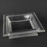 Lalique France, a square 'Vide Poche' or tray, glass. 20th C. (L:25 x W:25 x H:6,5 cm)