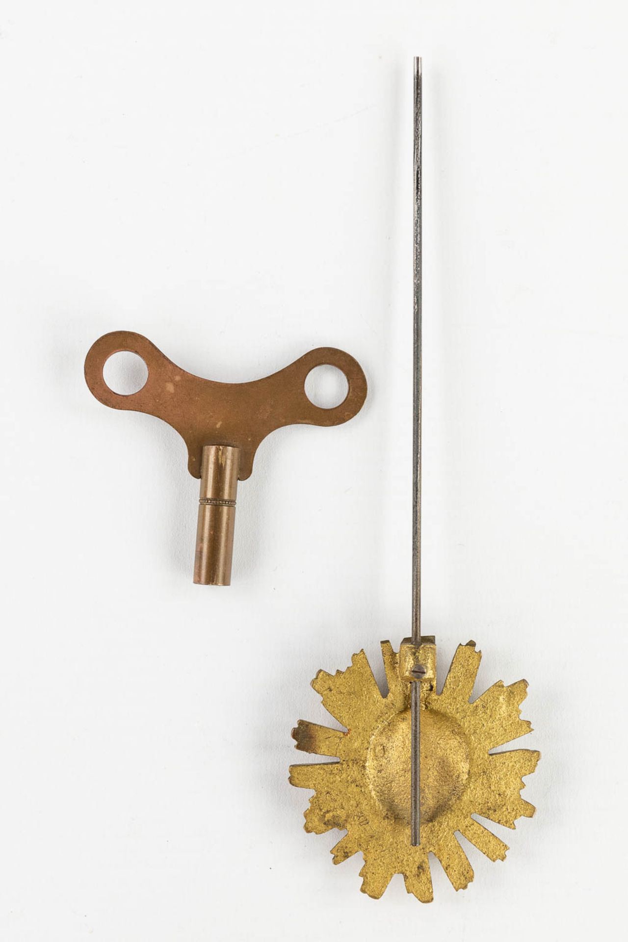 A three-piece mantle garniture, Clock with side pieces, marble mounted with bronze. Circa 1900. (L:1 - Image 13 of 13