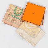 Hermès Paris, 2 silk scarfs. (L: 85 x W: 85 cm)