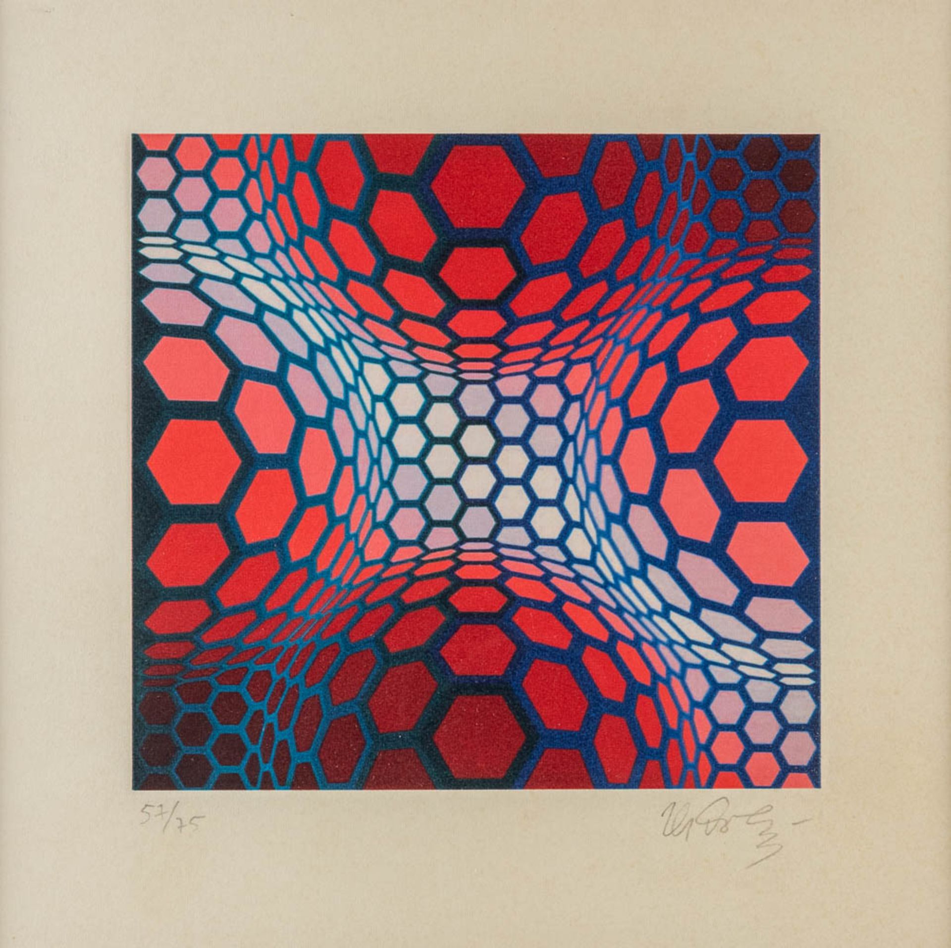 Victor VASARELY (1906-1997) 'Pilango-2' a lithograph, 57/75. 1971. (W:14 x H:14 cm)