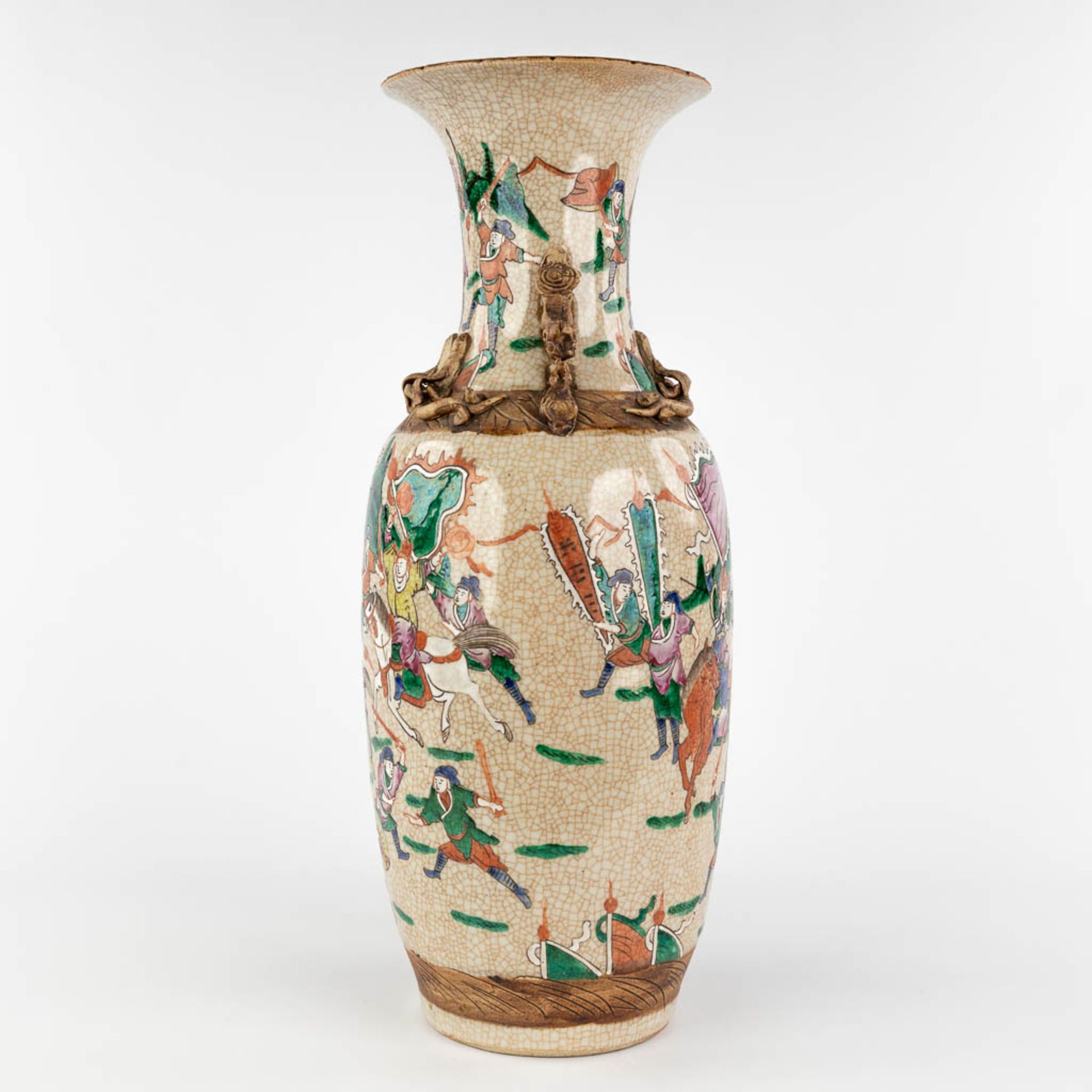 A large Chinese Nanking vase, added two smaller vases. 20th C. (H:58 x D:22 cm) - Image 7 of 25