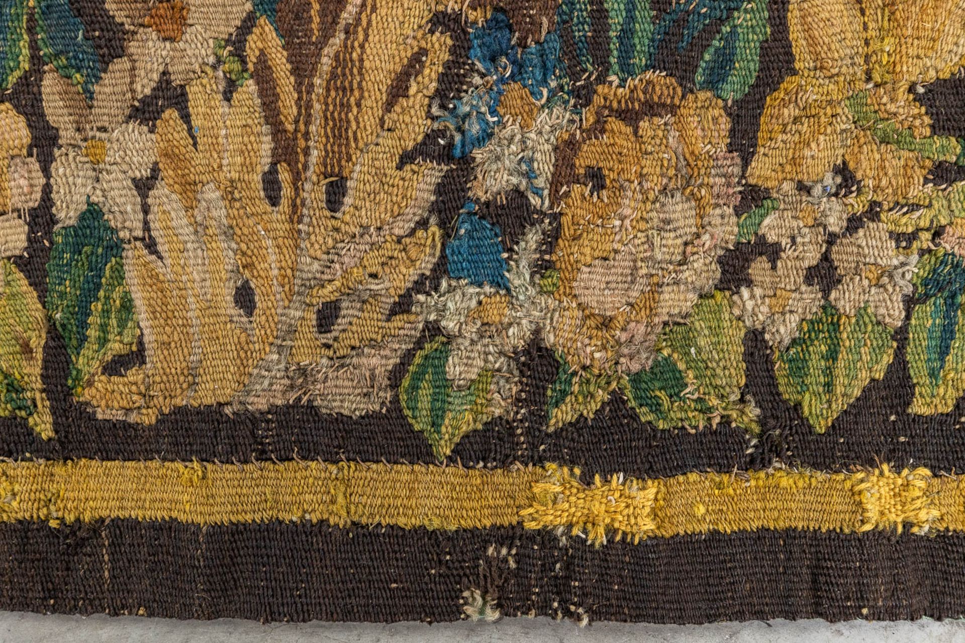 Two antique pieces of textile, 17th and 19th C. (L:240 x W:32 cm) - Image 6 of 10