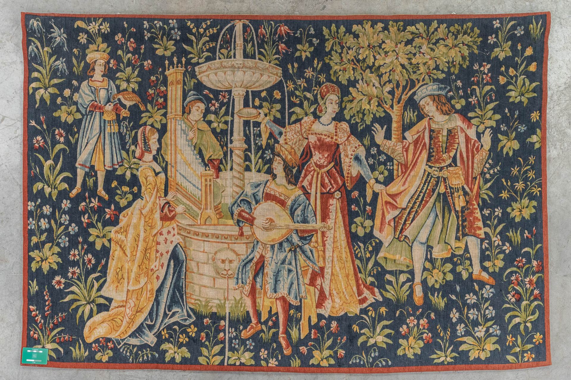 Three vintage tapiseries with medieval and romantic scenes. 20th C. (W:180 x H:145 cm) - Bild 2 aus 11