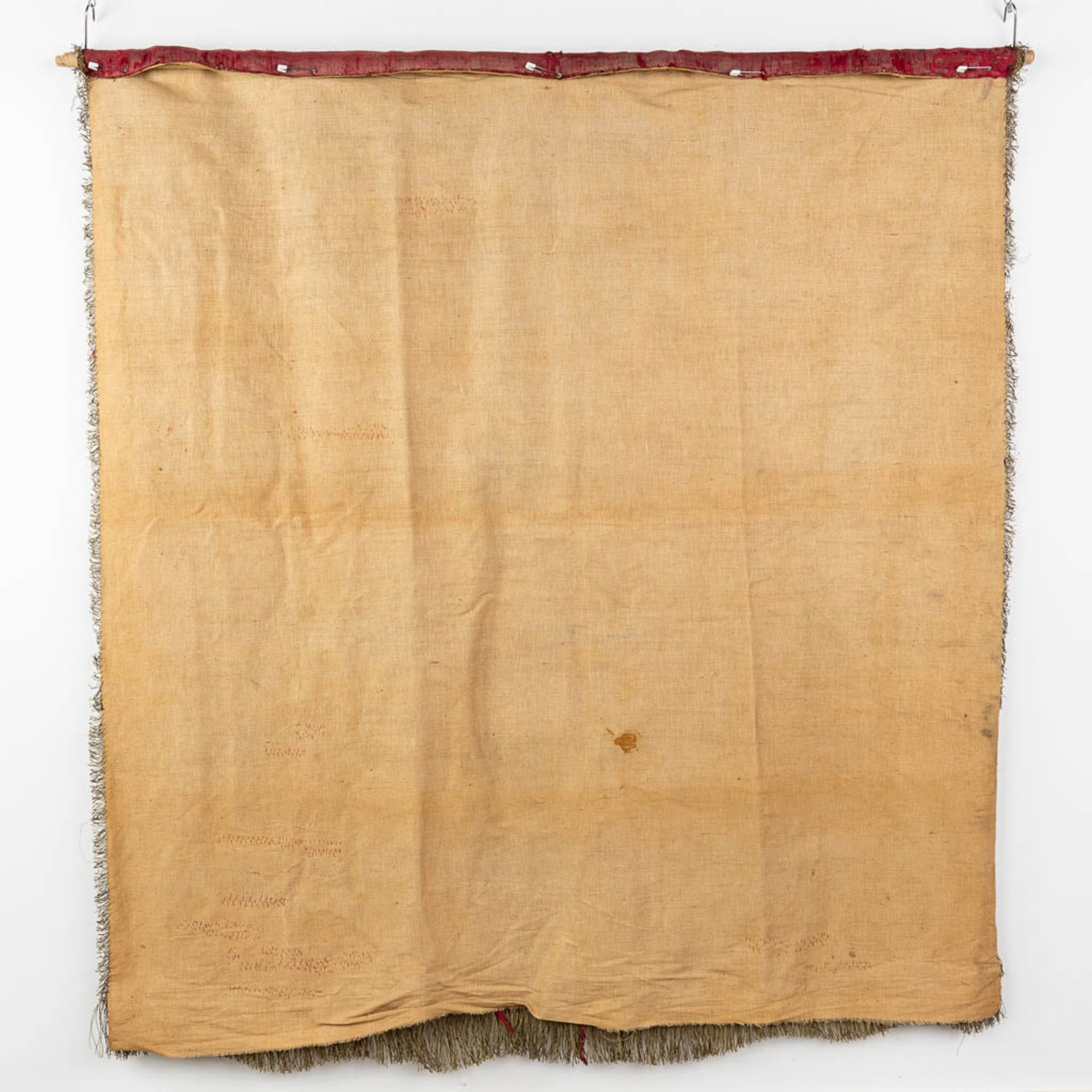 A set of antique and matching banners, finished with embroideries. 18th C. (W:143 x H:145 cm) - Image 14 of 25